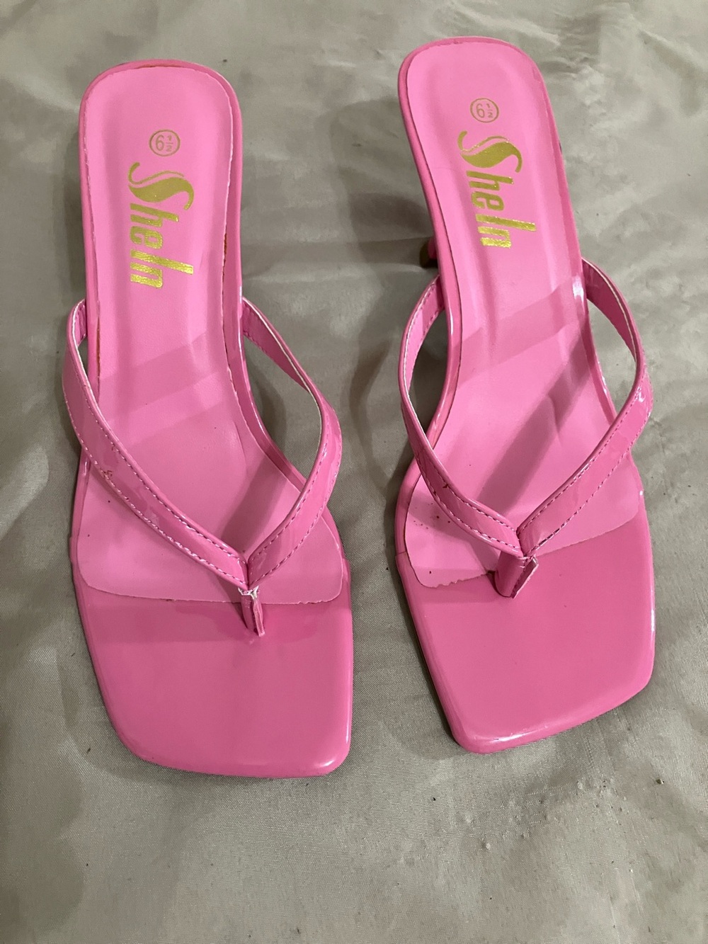 Sheila Pink Square-Toe Thong Sandals